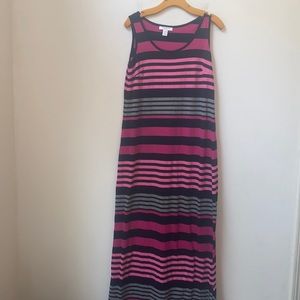 MOTHERHOOD MATERNITY PINK STRIPED SLEEVELESS MAXI DRESS